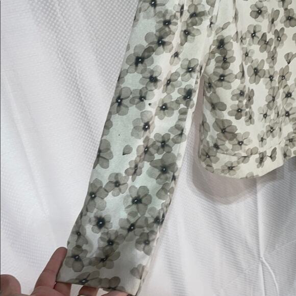 BCBG for Nordstrom M sage/grey floral jacket euc - Picture 6 of 8